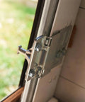 Carriage Bolts For Garage Door Tracks And Extension Ladders Set With Lock Nuts Zinc Plated installed on track close-up view