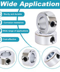 Sixteen 3/16 Bore Shaft Collars Set by Luyostik, zinc plated, showcasing stack and features like corrosion resistance and wide applications.