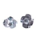 4 Pronged T Nuts Assortment Kit 1/4-20 5/16-18 3/8-16 Zinc Plated Steel Tap In T Nuts shown front and back