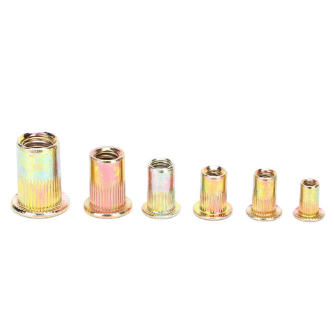 300 Piece Blind Rivet Nuts Set Color Plated Zinc Steel Galvanized Rustproof Nuts for Fastening Metal Plates and Pipes