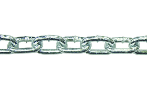 1/4 x 15 ft. Zinc-Plated Straight Link Coil Chain 520 lb. Safe Working Load, General Purpose Chain close-up view
