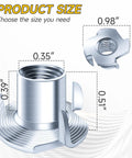 50 Pack Three Eighths Sixteen Four Jaw Tee Nuts For Bolts And Stem Casters Zinc Plated Steel Threaded Inserts For Woodworking Hardware Nuts