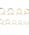 Zinc Plated Fuel Hose Clamp Kit 6 To 22 Millimeter Elastic Spring Hose Clamps for fuel lines and pipe connections shown from above.