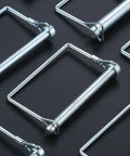 4 Pack Zinc Plated One Quarter Inch Safety Hitch Pins For Utility Trailers, RVs, Boats, Lawn Tractors, carbon steel, top view