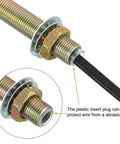 Close-up of Lamp Pipe Kit With Lock Nuts And Washers For Chandelier Ceiling Light DIY One Eighth IP Thread Zinc Plated Steel showing plastic insert plug.