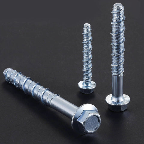 Wensilon 3/8" x 4" Zinc Plated Large Diameter Concrete Screw Actual Thickness 1/2"(12mm) for Anchoring to Masonry