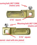 Steel T Handle Cam Locking Cams for T and L Handle Locks on Truck Canopies and RV Camper Tops, Universal Replacement Pack of 2 with Right and Left Hand Fit, showing square steel cam with mounting bolt