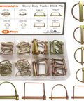 42 Piece Heavy Duty Lynch Pin And PTO Pin Set For Tractors Trailers Trucks Mowers And Lawn Garden Equipment Zinc Plated Carbon Steel