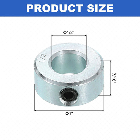 Sixteen Piece Set Screw Shaft Collars For One Half Inch Bore And One Inch Outside Diameter Seven Sixteenth Inch Thick Zinc Plated