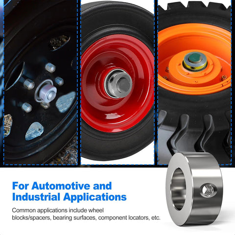 Heavy Duty Built To Last Eight Pack Five Eighths Bore Zinc Plated Carbon Steel Shaft Collars installed in machinery wheels