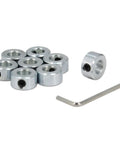 8pcs 3/8inch Bore Shaft Collars Sets-Screw Style Zinc Plated Solid Steel Lock Collars and Allen wrench