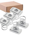 Zinc-plated spring strut channel nut delivers fast, vibration-resistant mounting for 1/4-20 and 3/8-16 channels, 10-pack.