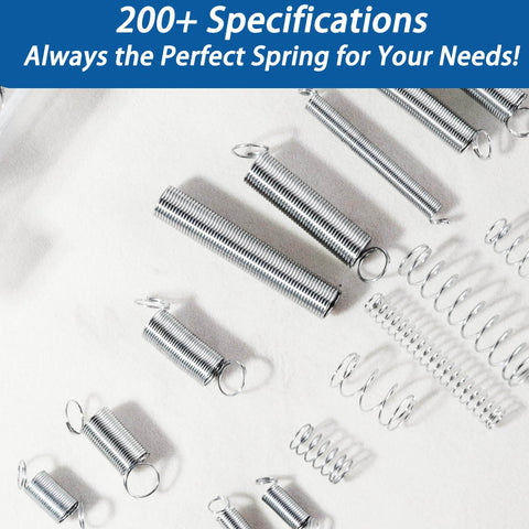 200 Piece Spring Assortment Kit With Zinc Plated Extension And Compression Springs In 20 Sizes For Home Repair And DIY Projects