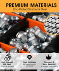 One-Stop 240-Piece Grease Fittings Set For SAE And Metric Zerk Nipples with zinc-coated steel material display.