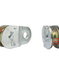 Side and front view of Zinc Plated Fixed Single Pulley Fixed Eye Steel Pulley 1-1/2" (2 Pack)