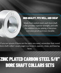 Close-up of a zinc plated carbon steel 5/8" bore shaft collar from the (4-Pack) Zinc Plated Carbon Steel 5/8" Bore Shaft Collars Sets