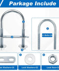 Round U Bolts Set Of 16 Zinc Plated Steel U Clamps With Nut Plates And Washers M6 X 34 Mm Inner Width 75 Mm Length Includes 16 U Bolts
