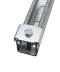 Durable zinc plated carbon steel strut channel washer provides rust resistant, secure support for Unistrut brackets, extending life and simplifying assembly with a three eighths inch bolt fit for one and five eighths inch channels, shown installed on a channel.