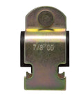 Durable zinc plated steel strut clamp with soft rubber cushion for 7/8'' OD piping, front view.