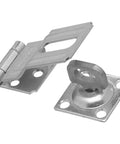 Three And A Quarter Inch Zinc Plated Swivel Staple Safety Hasp With Spring Washer for doors, cabinets, boxes, trunks, hot-rolled steel design