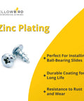 Eight By Seven Sixteenth Inch Truss Head Ball Bearing Drawer Slide Screw With Phillips Drive Zinc Plated Finish
