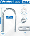 Round U Bolts Set Of 16 Zinc Plated Steel U Clamps With Nut Plates And Washers M6 X 34 Mm Inner Width 75 Mm Length
