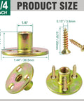 Heavy Duty 1/4-20 Brad Hole T Nut With Screws for Wood Furniture and DIY Projects 3 Hole Zinc Plated Carbon Steel
