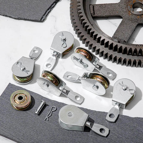 16 Pack Single Pulley Block Wheel 4" Heavy Duty Zinc Plated Iron 360 Degree Swivel Pulley Roller for 3/8 Inch Cable