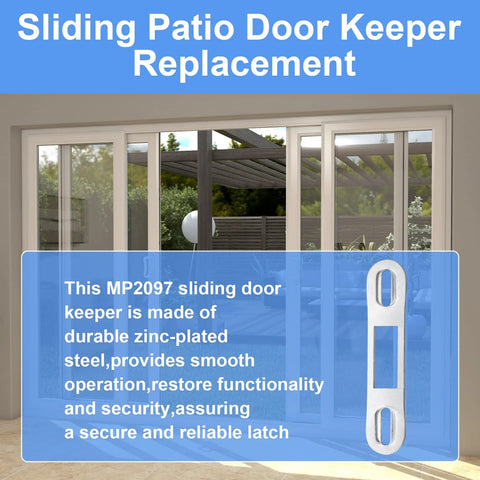 MP2097 Sliding Door Keeper Zinc Plated Steel Mortise Latch Keeper For Sliding Patio Door Locking Hardware With Screws displayed
