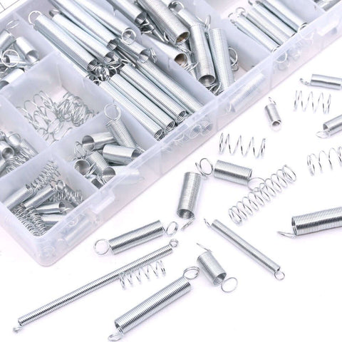 200 Piece Zinc Plated Extension And Compression Spring Assortment Kit For Industrial And Workshop Use Heavy Duty Steel Springs