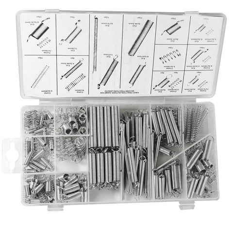 Open box displaying 200 Piece Spring Assortment Kit With Zinc Plated Extension And Compression Springs In 20 Sizes For Home Repair And DIY Projects Ready For Quick Fixes And Everyday Upgrades.