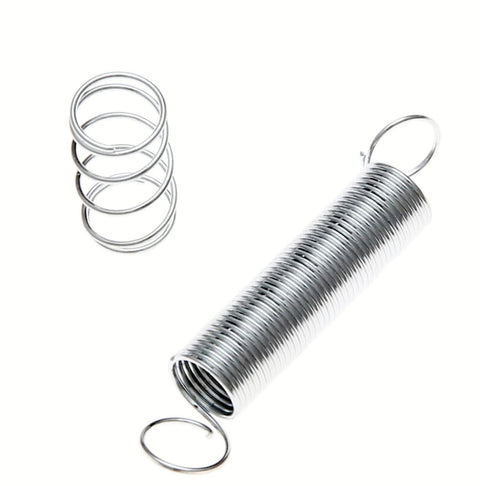 Close-up of metal springs from 200 Piece Compression and Extension Spring Kit With Plastic Storage Box, 20 Sizes of Small Metal Coil Springs for Auto, Appliances, Electronics, Medical Devices and DIY Fixes.
