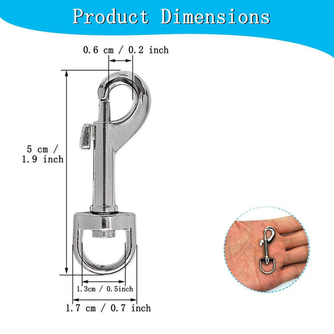 12 Pcs Trigger Clips Clasp 5 Cm Zinc Alloy Swivel Eye Snap Clip Hook for Dog Leash shown with dimensions in inches and cm
