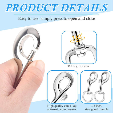 Close-up of 3.5 Inch Swivel Eye Bolt Snap Hook with 360 Degree Swivel Trigger Lock, Zinc Alloy, for Outdoor Applications