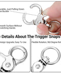 Zinc Alloy Swivel Snap Hooks 1.83 Inch By 0.87 Inch Heavy Duty Lobster Clasps 10 pack showing trigger snaps, smooth surface, 360° rotation