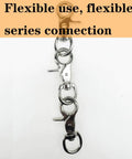 12 Piece Trigger Snap Hooks Lobster Clasp 360 Degree Swivel Spring Buckle chain shown in series, ideal for pet cages and keychains.