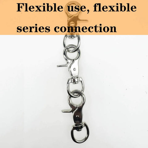 12 Piece Trigger Snap Hooks Lobster Clasp 360 Degree Swivel Spring Buckle chain shown in series, ideal for pet cages and keychains.