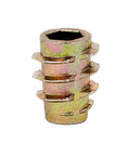 Hex Threaded Inserts For Soft Wood In Zinc Alloy Flush Mount, 10-32 Thread Size, 10mm Length, close-up view