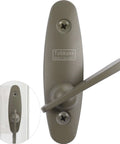 Front and side view of Heavy Duty Thumb Latch Replacement For Sliding Patio Doors Zinc Alloy Lock with Tribeca Style color matched screws.