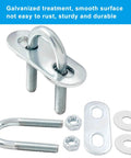 Four M6 zinc plated steel U bolts with nuts, plates, and washers; rust resistant, burr-free finish for secure, durable clamping