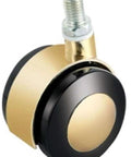 2" inch caster wheel 77 lbs - abs (plastic) m10 threaded stem, black and gold design for CNC, automation, and replacement jobs.