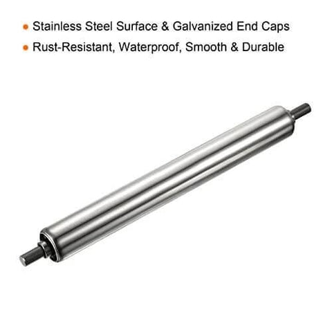 Gravity Conveyor Roller - 1" Diameter x 8" Length - Stainless Steel with galvanized end caps, shown smooth and durable