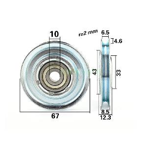 U-Rillen-Lager 10mm Bohrung - 67mm Stahldrahtseilrolle 10x67x85mm - Lager online kaufen - Schneller US-Versand