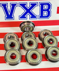 10-Pack Flanged Bearings 8x22x7mm Ball Bearings F608ZZ on striped background with VXB logo