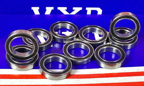10-Pack Premium 6701-2RS 12x18x4 Sealed Bearings on display, showcasing chrome steel material and double-sealed design.