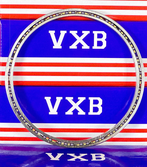 Slim Thin Section Ball Bearing 4" x 4-1/2" x 1/4" VA040CP0 on a striped background.