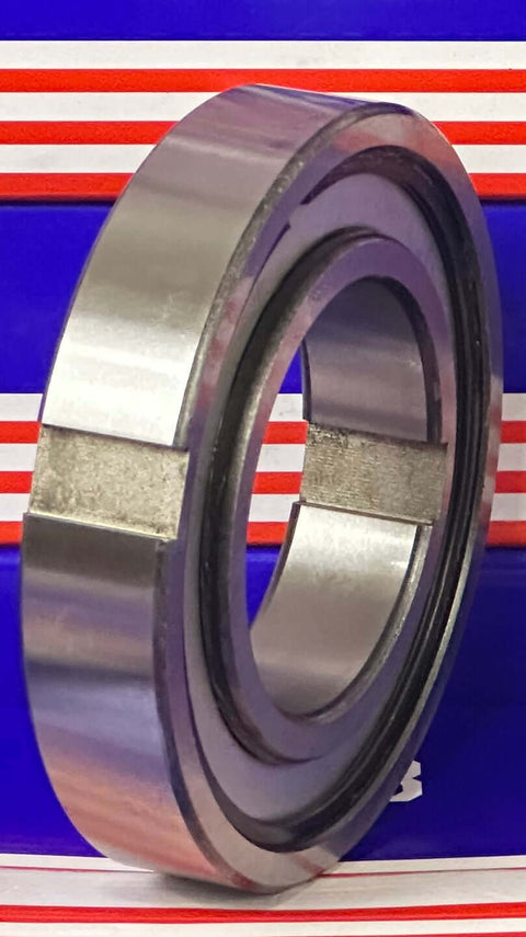 CSK60PP One-Way Bearing - Keyway Sprag Freewheel Backstop Clutch metal side view on striped background