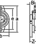 35mm Flange Bearing KFL007 Pillow Block Mounted Bearing technical drawing with dimensions.
