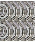 10-Pack 38DD Ball Bearings 8x22x7mm Miniature Bearing in silver, showcasing shielded ball bearings in a row.