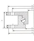 Technical drawing of a 5 Ton Heavy Duty 880mm Diameter - Large Turntable Bearing - Thin Profile dimensions.